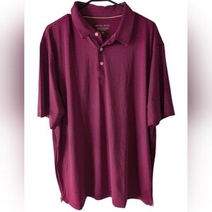 Michel Rouen Maroon Striped Men's Polo Shirt